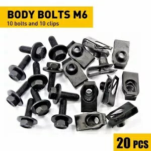 GM ȥåܥǥܥ &U ʥåȥå - M6-1.0 x 20mm - 10mm ϻ - 20  (10 ) - #150 For GM Truck Body Bolts&U-nut Clips- M6-1.0 x 20mm- 10mm Hex- 20pcs (10ea)- #150