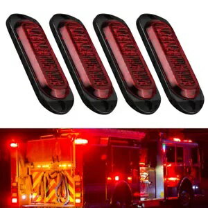 4x レッド 4-LED サイドマーカー クリアランス ライト 防水 ボート トレーラー トラック RV用 4x Red 4-LED Side Marker Clearance Lights Waterproof for Boat Trailer Truck RV