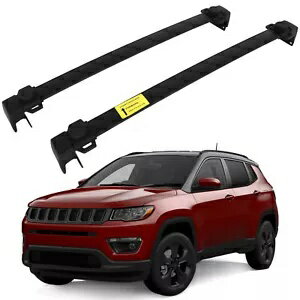 2x ルーフラック クロスバー アルミ スポーツ 荷物キャリア 2017-2019 ジープ コンパス用 2x Roof Rack Cross Bar Aluminum Sport Luggage Carrier For 2017-2019 Jeep Compass