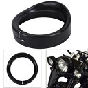 オートバイ 7 "LED ヘッドライトトリムリングベゼルバイザーマスクハーレーソフテイル FL FLD 用 Motorcycle 7" LED Headlight Trim Ring Bezel Visor Mask For Harley Softail FL FLD
