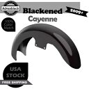 ブラック カイエン 19 インチ リビール ラッパー ハガー フロント フェンダー 09+ ハーレー ツーリングに適合 Blackened Cayenne 19...