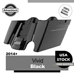 ビビッドブラック 2-1 拡張サドルバッグボトムス ピンストライプ リアフェンダー 14+ ハーレー用 Vivid Black 2-1 Extended Saddlebag Bottoms Pinstripe Rear Fender For 14+ Harley