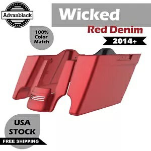 Wicked Red デニム 拡張サドルバッグ ストレッチバッグボトムス 14+ ハーレーツーリング用 Wicked Red Denim Extended Saddlebag Stretched Bag Bottoms For 14+ Harley Touring