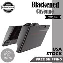 黒くなったカイエン拡張ストレッチサドルバッグピンストライプハーレーツーリング 14+ Blackened Cayenne Extended Stretched ...