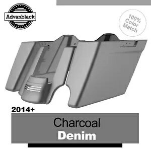 2-1 チャコールデニム ストレッチサドルバッグ 拡張バッグ リアフェンダー 14+ ハーレー用 2-1 Charcoal Denim Stretched Saddlebags Extended Bag Rear Fender For 14+ Harley