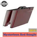 シングルカットアウト ミステリアスレッド Sunglo 拡張ストレッチサドルバッグ ハーレー 14+ 用 Single Cutout Mysterious Red Sunglo Extended Stretched Saddlebags For Harley 14+