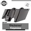 黒くなったカイエン ストレッチ サドルバッグ ピンストライプ リア フェンダー 2014+ ハーレー用 Blackened Cayenne Stretched ...