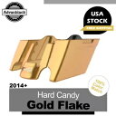 ハード キャンディ ゴールド フレーク ストレッチ拡張サドルバッグ リアフェンダー 14+ ハーレー用 Hard Candy Gold Flake Stretc...