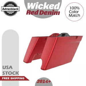 2-1 ウィキッド レッド デニム ストレッチ エクステンド サドルバッグ 14+ ハーレー FLHR FLHXS FLTRX 用 2-1 Wicked Red Denim Stretch Extend Saddlebags For 14+ Harley FLHR FLHXS FLTRX