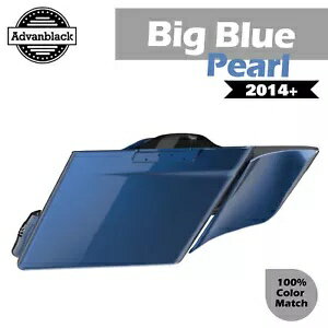 ビッグ ブルー パール シングル カットアウト 拡張サドルバッグ サイド カバー 2014 年以降のハーレーに適合 Big Blue Pearl Single Cutout Extended Saddlebags Side Cover Fits 2014+ Harley