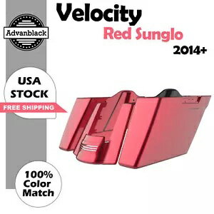 Velocity レッド Sunglo デュアル アンカット拡張サドルバッグ ボトム 2014 年以降のストリート ロードに適合 Velocity Red Sunglo Dual Uncut Extended Saddlebag Bottoms Fit 2014+ Street Road