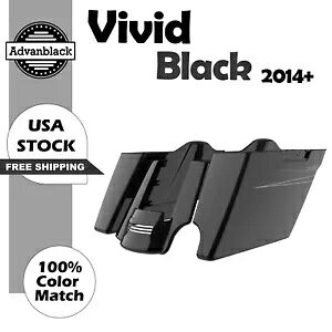 ビビッドブラック 2-1 拡張サドルバッグボトムス ピンストライプ リアフェンダー 14+ ハーレー用 Vivid Black 2-1 Extended Saddlebag Bottoms Pinstripe Rear Fender For 14+ Harley