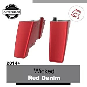 ウィキッドレッドデニムデュアルアンカットストレッチ拡張サドルバッグボトムス 2014+ ハーレー Wicked Red Denim Dual Uncut Stretched Extended Saddlebag Bottoms 2014+ Harley