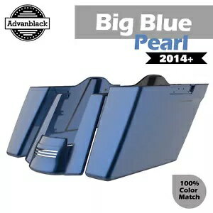 ビッグ ブルー パール デュアル ノーカット ストレッチ サドルバッグ ボトム 14 歳以上 ストリート ロード グライド用 Big Blue Pearl Dual Uncut Stretched Saddlebag Bottoms For 14+ Street Road Glide