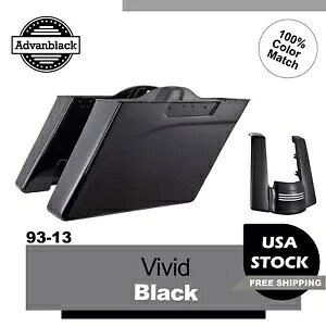 Advan ビビッドブラック ストレッチサドルバッグボトムス カットアウトなし 93-13 ハーレー用 Advan Vivid Black Stretched Saddlebags Bottoms No Cutout For 93-13 Harley
