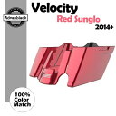Velocity レッド Sunglo シングル カットアウト ストレッチ サドルバッグ ハーレー用リアフェンダー Velocity Red Sunglo Single Cutout Stretched Saddlebags Rear Fender For Harley