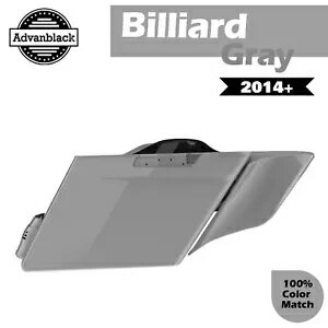 2-1 ビリヤード グレー ストレッチ拡張サドルバッグ サイド カバー ハーレー 2014+用 2-1 Billiard Gray Stretched Extended Saddlebag Side Covers For Harley 2014+