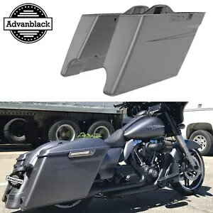 Advanblack チャコールデニム ストレッチサドルバッグボトムス ピンストライプ 14+ ハーレー用 Advanblack Charcoal Denim Stretched Saddlebags Bottoms Pinstripe For 14+ Harley