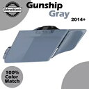 2-1 ハーレー用ガンシップ グレー ストレッチ拡張サドルバッグ サイド カバー 2-1 Gunship Gray Stretched Extended Saddlebag Side Covers For Harley