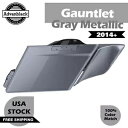 2-1 ハーレー用ガントレットグレーメタリックストレッチ拡張サドルバッグサイドカバー 2-1 Gauntlet Gray Metallic Stretched Extended Saddlebag Side Covers For Harley