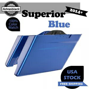 ハーレー ツーリング 2014+ 用のスーペリア ブルー 2 in 1 ストレッチ拡張サドルバッグ Superior Blue 2 into 1 Stretched Extended Saddlebags For Harley Touring 2014+