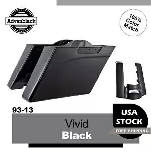 Advan ビビッドブラック ストレッチサドルバッグボトムス カットアウトなし 93-13 ハーレー用 Advan Vivid Black Stretched Saddlebags Bottoms No Cutout For 93-13 Harley