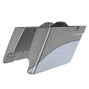 チャコールパール/ブリリアントシルバー 2トーン ストレッチ拡張サドルバッグ ハーレーに適合 Charcoal Pearl/Brilliant Silver 2-Tone Stretched Extended Saddlebag Fits Harley