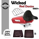 ウィキッド レッド デニム レイザー ツアー パック ラップアラウンド バックレスト 97-20 ハーレー ツーリングに適合 Wicked Red Denim Razor Tour Pak Wrap-Around Backrest Fits 97-20 Harley Touring(2)