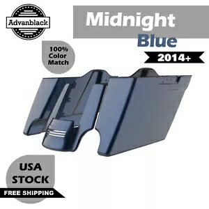 ミッドナイトブルー ストレッチサドルバッグ 拡張バッグ リアフェンダー 14+ ハーレー用 Midnight Blue Stretched Saddlebags Extended Bag Rear Fender For 14+ Harley