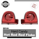 ハードキャンディホットロッドレッドフレーク6.5インチスピーカーポッド下部フェアリングハーレー2014+用 Hard Candy Hot Rod Red Fla...