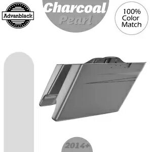 チャコールパールストレッチ拡張サドルバッグボトムスピンストライプハーレー 2014+ Charcoal Pearl Stretched Extended Saddlebag Bottoms Pinstripes For Harley 2014+