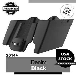 デニムブラック 2 in 1 ストレッチ拡張サドルバッグボトムス 14 歳以上ハーレーツーリング用 Denim Black 2 into 1 Stretched Extended Saddlebag Bottoms For 14+ Harley Touring