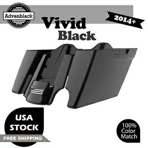 ビビッドブラック 2-1 ストレッチ拡張サドルバッグボトムスリアフェンダー 14+ ハーレー用 Vivid Black 2-1 Stretched Extended Saddlebag Bottoms Rear Fender For 14+ Harley