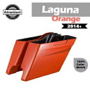ラグナオレンジ ストレッチ拡張サドルバッグボトムス ピンストライプ ハーレー 2014+用 Laguna Orange Stretched Extended Saddlebag Bottoms Pinstripe For Harley 2014+