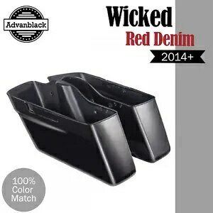 Wicked Red デニム 標準非伸縮性サドルバッグボトムス ハーレー 2014+ に適合 Wicked Red Denim Standard Non-Stretched Saddlebag Bottoms Fits for Harley 2014+