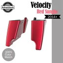デュアルカットアウトベロシティレッドSungloストレッチサドルバッグボトムスハーレー14+用 Dual Cutout Velocity Red Sunglo Stretched Saddlebag Bottoms For Harley 14+
