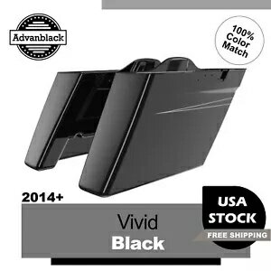 アドバン ビビッド ブラック カットアウトなし 拡張サドルバッグ ボトム ピンストライプ F/ハーレー 14+ Advan Vivid Black No Cut Out Extended Saddlebag Bottoms Pinstripes F/ Harley 14+