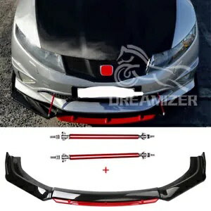 ホンダ シビック タイプ R SI グロス フロント バンパー リップ スポイラー スプリッター + ストラット..