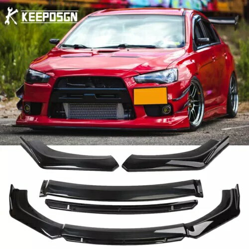 三菱ランサー 08-15 EVO X フロントバンパーリップスプリッターボディキットグロスブラック For Mitsubishi Lancer 08-15 EVO X Front Bumper Lip Splitter Body Kit Gloss Black