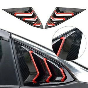 サイドエアベントカーボンファイバーレッドウィンドウルーバーカバーホンダシビック 2016-2020 19 Side Air Vent Carbon Fiber Red Window Louver Cover For Honda Civic 2016-2020 19