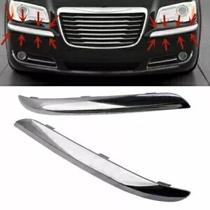 2x クローム フロントバンパー装飾セット クライスラー 300 アクセント 2011-2013 2014 LH & RH-用 2x Chrome Front Bumper Decorative Set for Chrysler 300 Accent 2011-2013 2014 LH & RH-