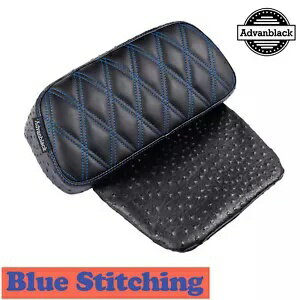 Advanblack ラプター スモール バックレスト パッド ブルー ステッチ ハーレー ツーリング用 Advanblack Raptor Small Backrest Pad Blue Stitching For Harley Touring
