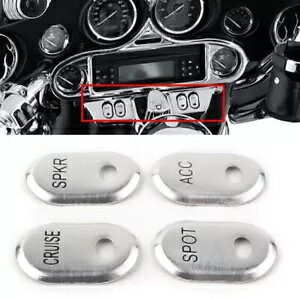 ハーレーツーリングエレクトラグライドロードグライド用メタルブラッシュパネルスイッチカバー4個 4x M..