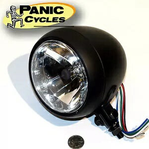 4-1/2 インチ フラット ブラック スムース ヘッド ライト プロ ストリート チョッパー カフェ レーサー ハーレー ボバー 4-1/2