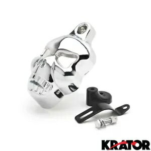 クロームスカルヘッドホーンカバーハーレーオートバイカスタムクラシックロードキング用 Chrome Skull Head Horn Cover For Harley Motorcycle Custom Classic Road King 【並行輸入品】