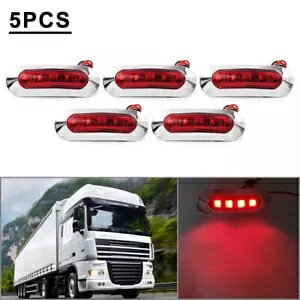 5個 赤色LEDサイドクリアランスマーカーライト 車 トラック トレーラー ピックアップ 12-24Vに適合 5pcs Red LED Side Clearance Marker Light Fit Car Truck Trailer Pickup 12-24V