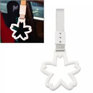 白い桜の形のリング電車バスハンドルハンドストラップドリフトチャームツール White Cherry Blossom Sh..