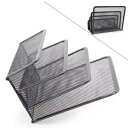 メッシュレターペーパーファイルストレージラックホルダートレイオーガナイザーデスクトップオフィスブラック Mesh Letter Paper File Storage Rack Holder Tray Organiser Desktop Office Black