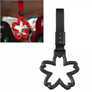 黒桜の形のリング電車バスハンドルハンドストラップドリフトチャームツール Black Cherry Blossom Shap..