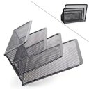 メッシュレターペーパーファイルストレージラックホルダートレイオーガナイザーデスクトップオフィスブラック Mesh Letter Paper File Storage Rack Holder Tray Organiser Desktop Office Black
